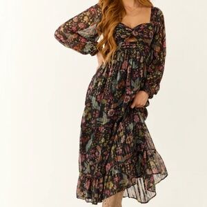 NWT Angie BoHo Floral Festival Maxi Dress, Size L